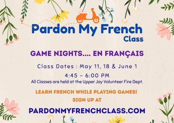 Flyer for Pardon My French Class Game Nights