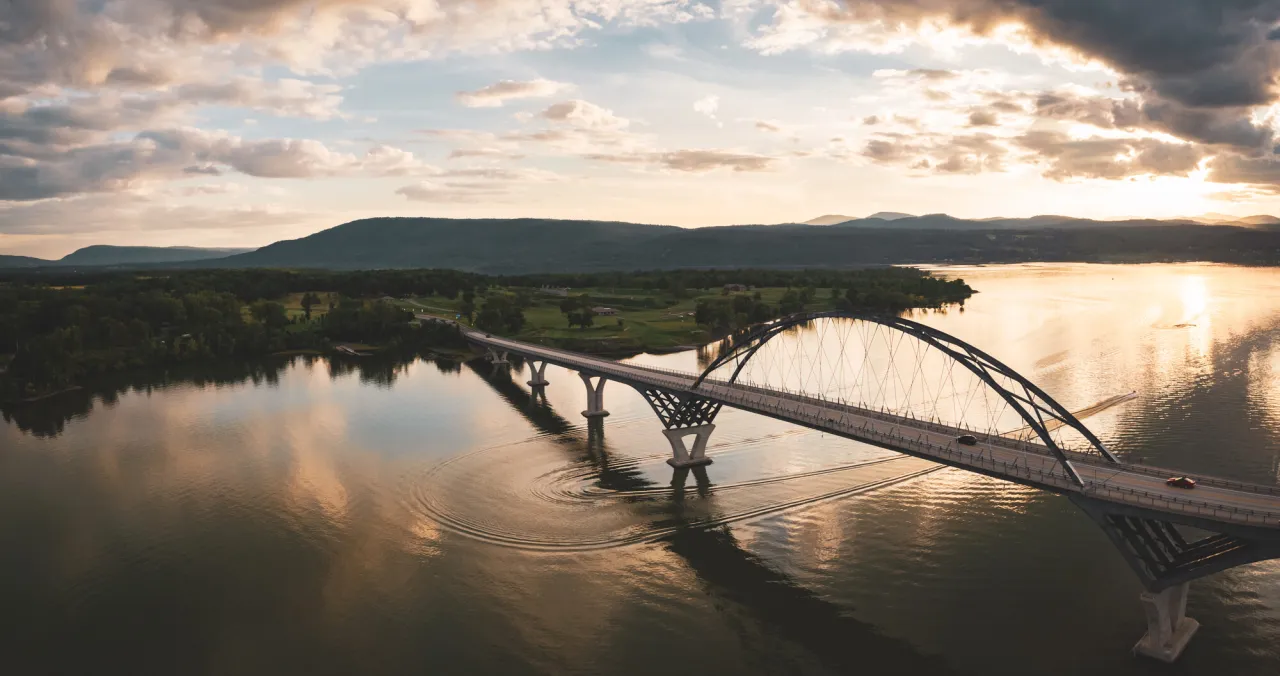 The Lake Champlain Crown Point Bridge.