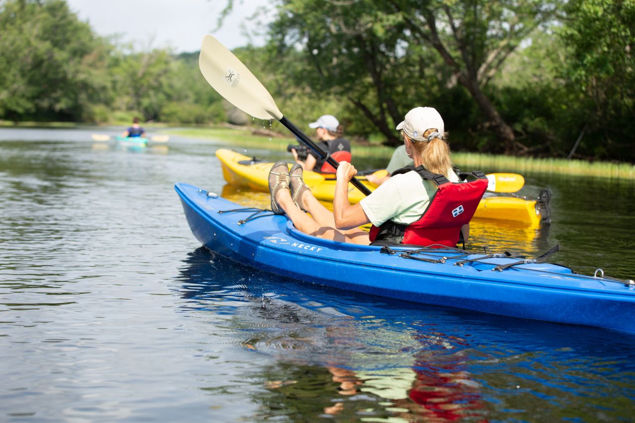 Paddling on Raquette Lake in the summer.