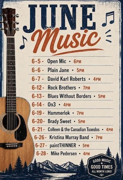 Flyer for June Music at 20 Main