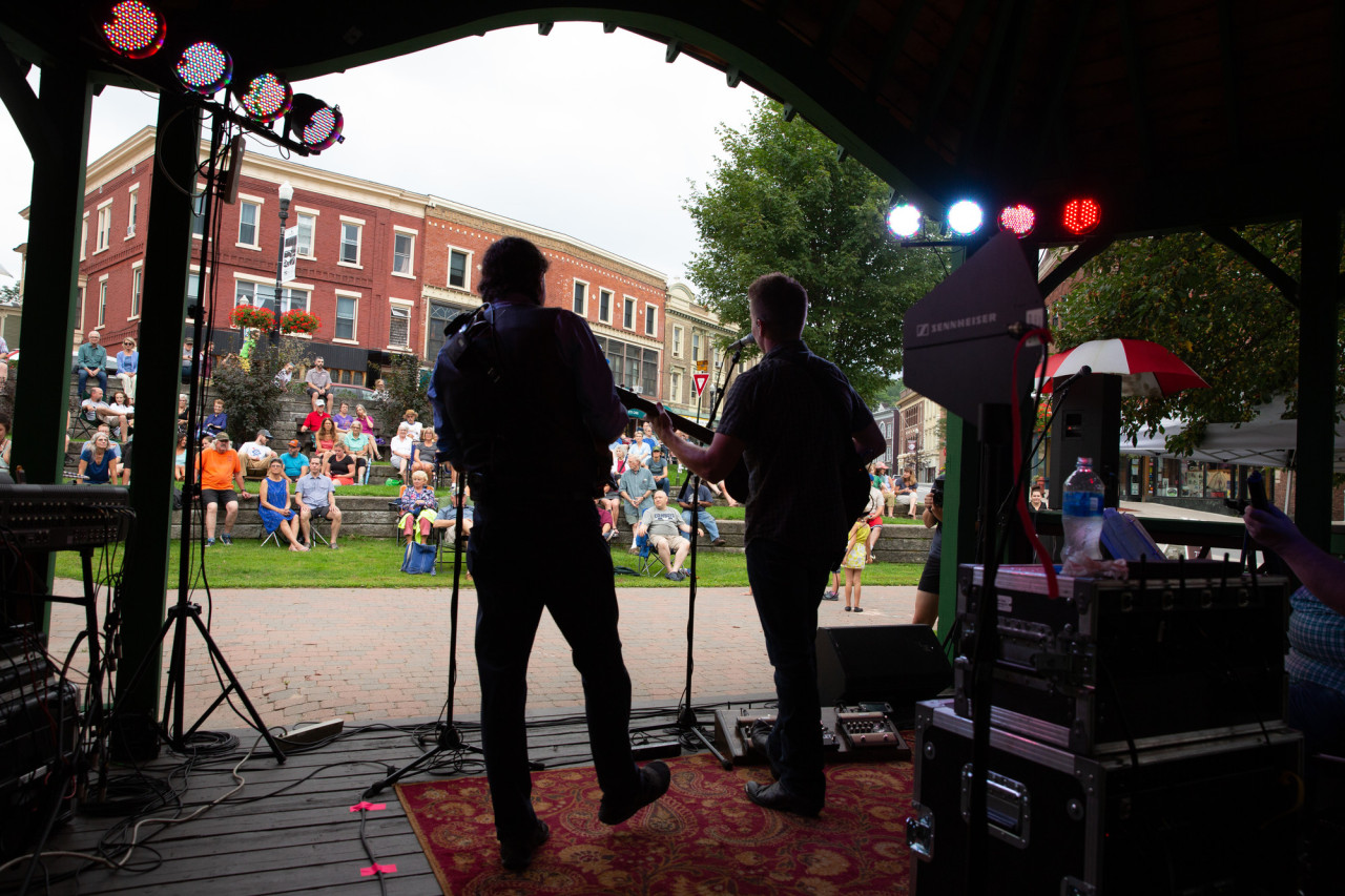 Music performers performing at Music on the Green.