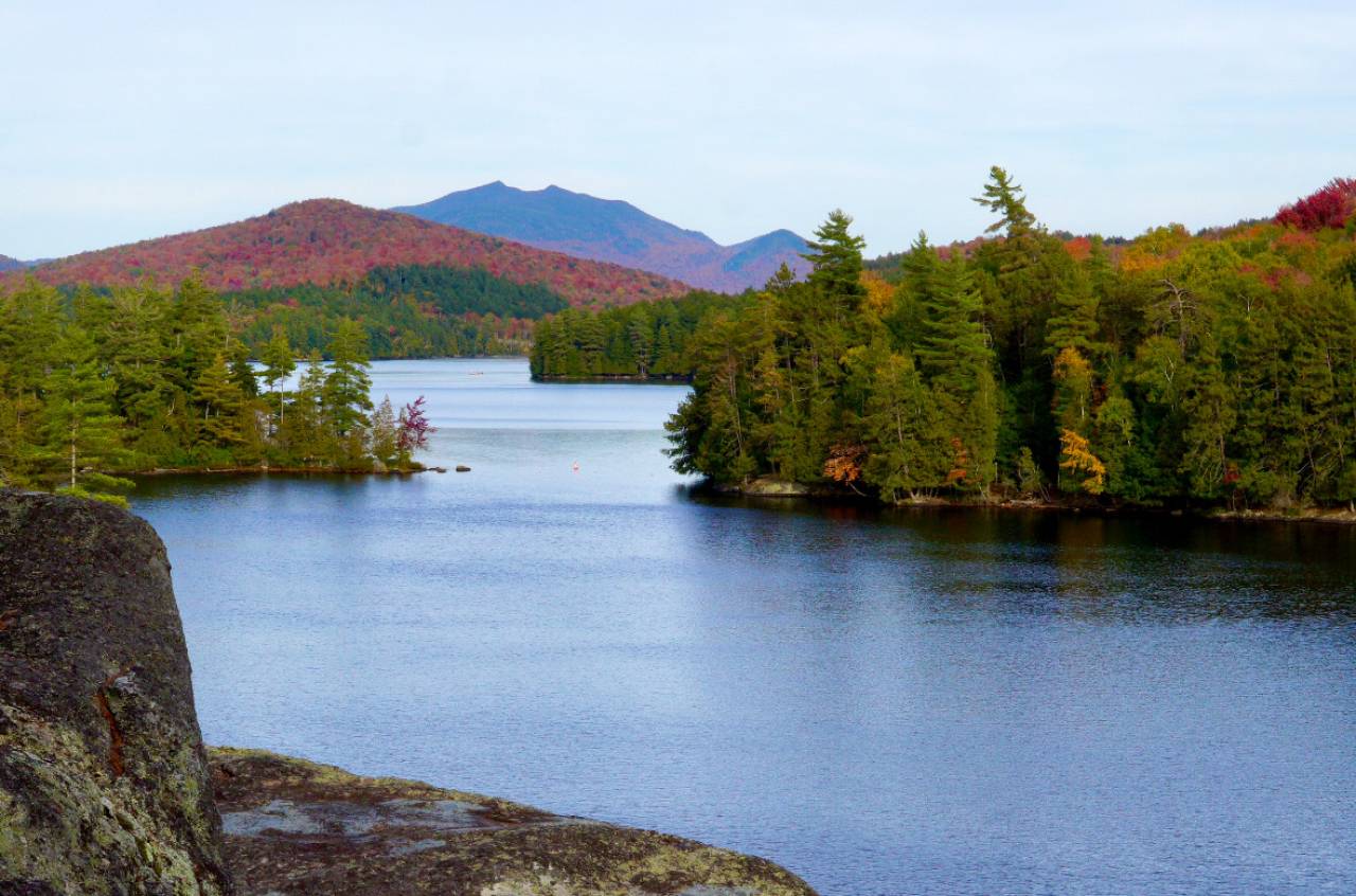 The Saranac Lake Chain in the fall.