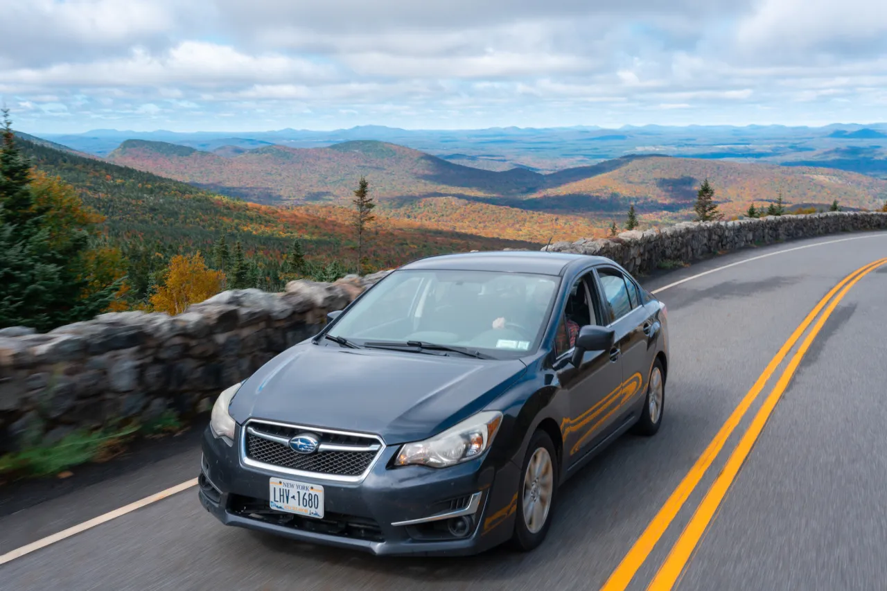 Driving up Whiteface Veterans' Memorial Highway in the fall.