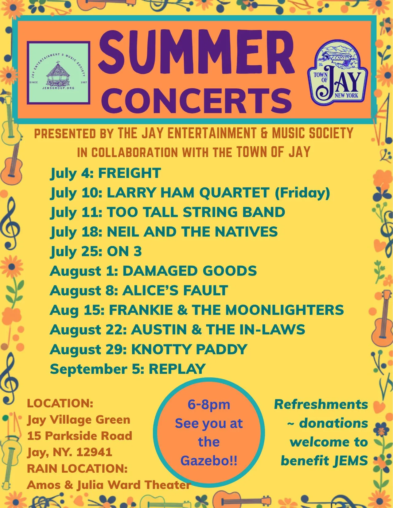 2026 Summer Concert Series in Jay Flyer