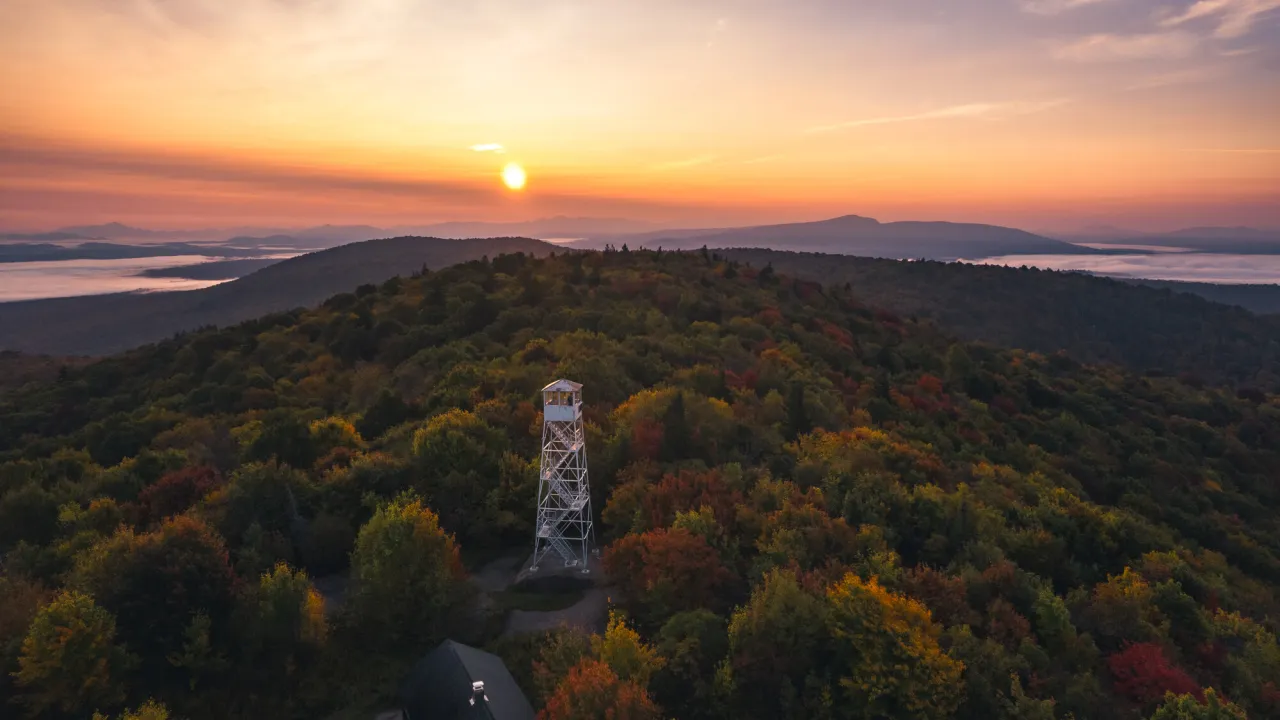 The Mt Arab fire tower in the fall.