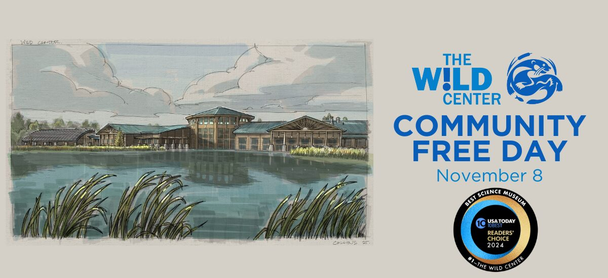 Image graphic with info on Wild Center Community Day and logos