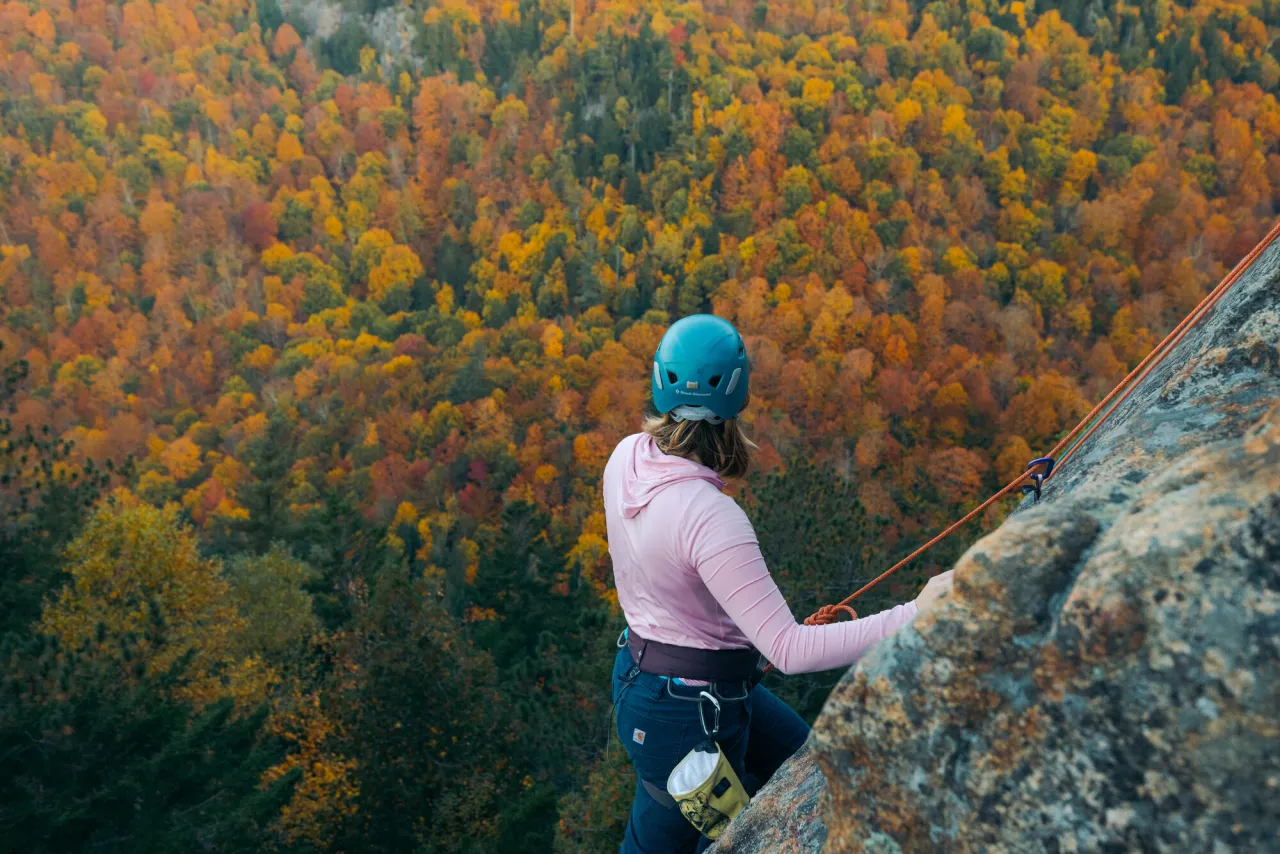 Climbing in the fall.
