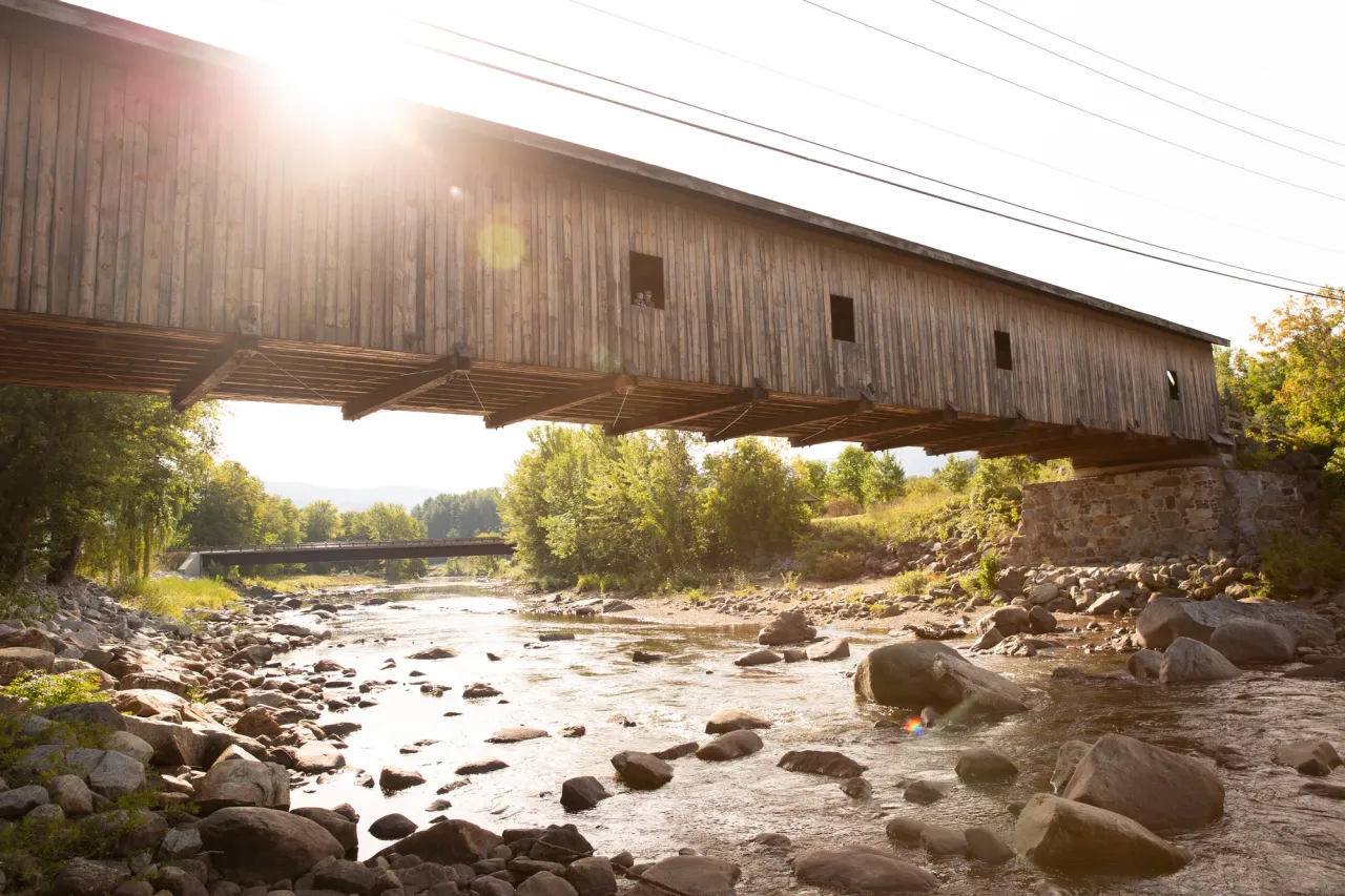 Jay Covered Bridge in the summer.