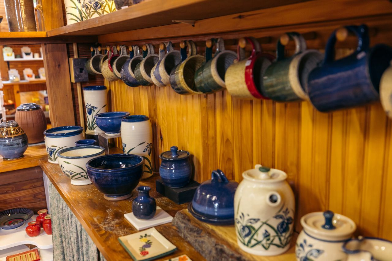 Pottery and mugs at Jay Craft Center.