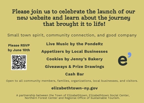 invite with details with live music, apps, dessert, cash bar and prizes