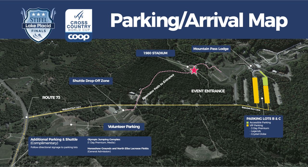 Stifel Lake Placid Finals parking & shuttle map