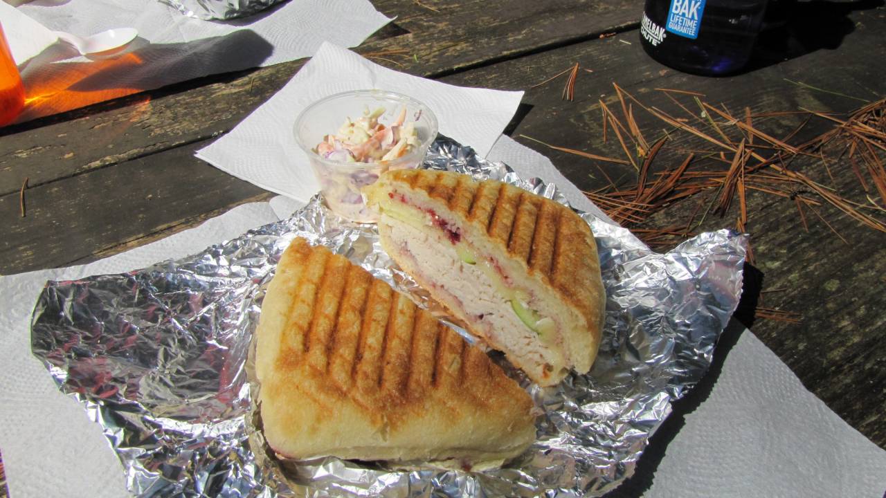 A sandwich at a picnic.