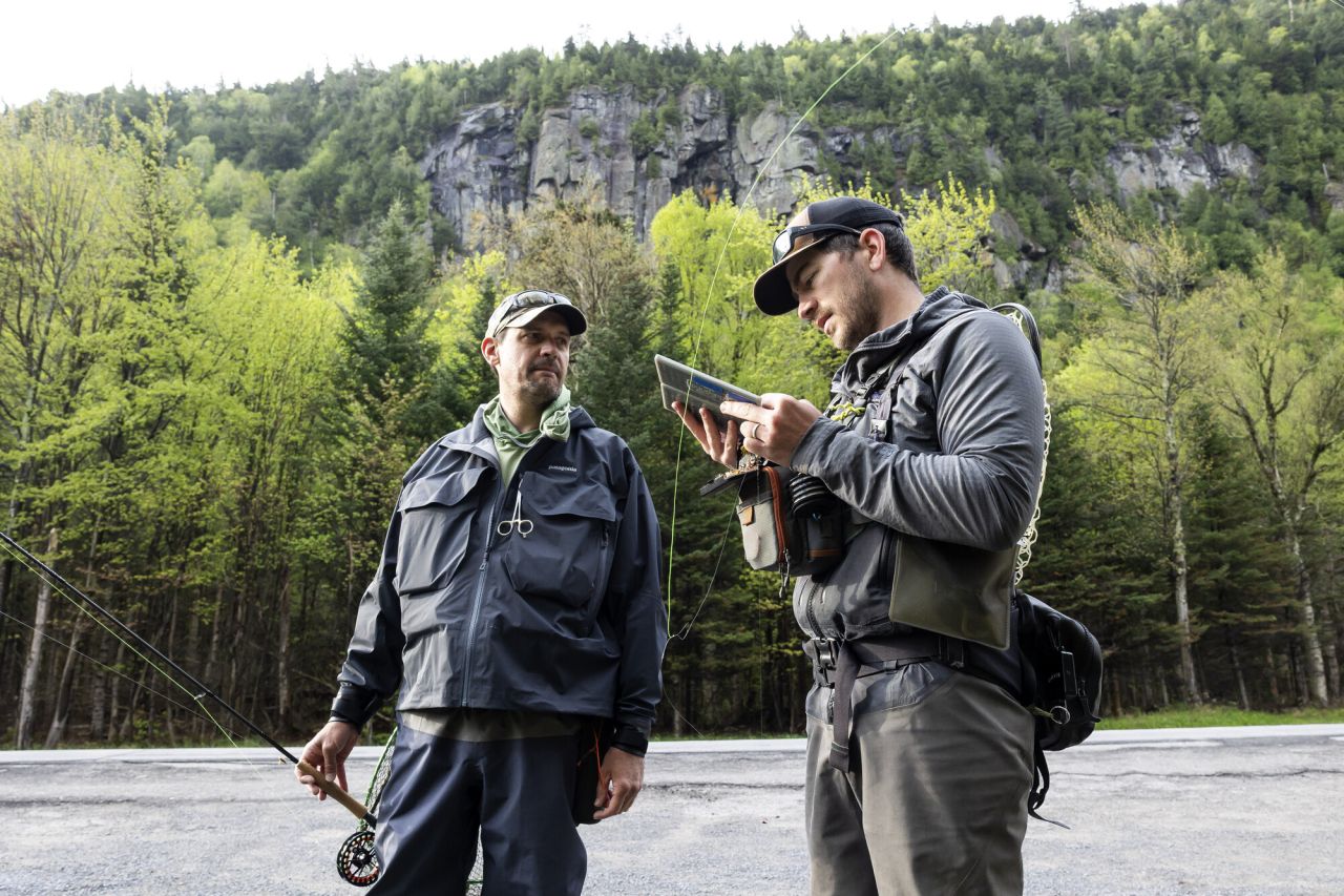 Two fly fisherman on the water.