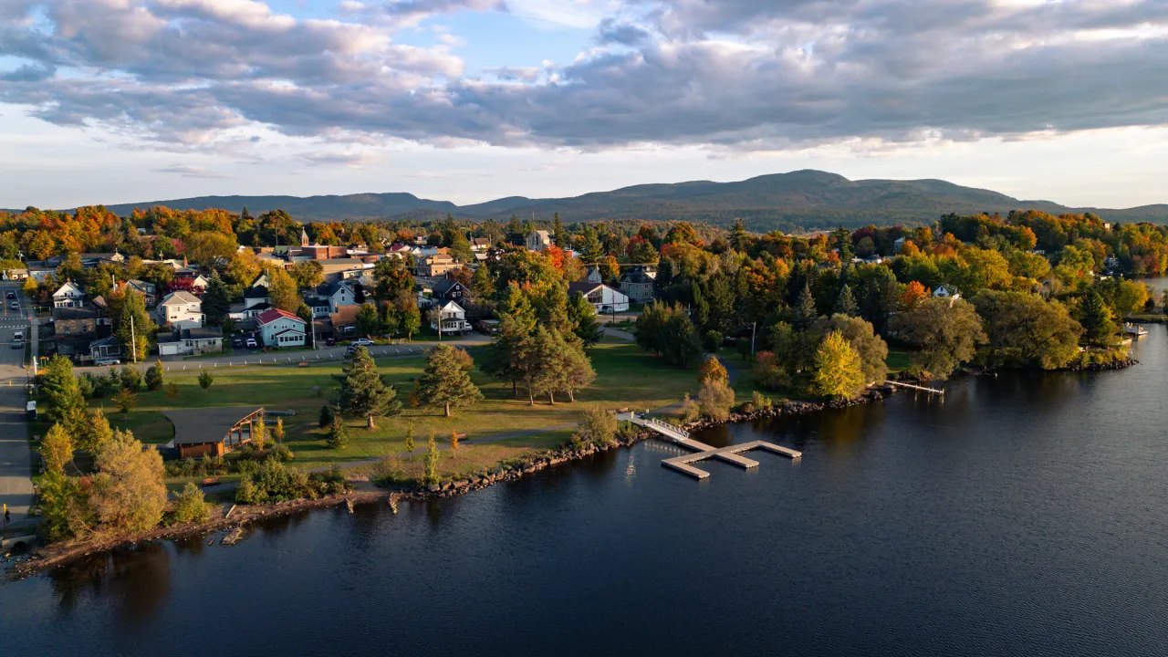 Drone of tupper lake waterfront