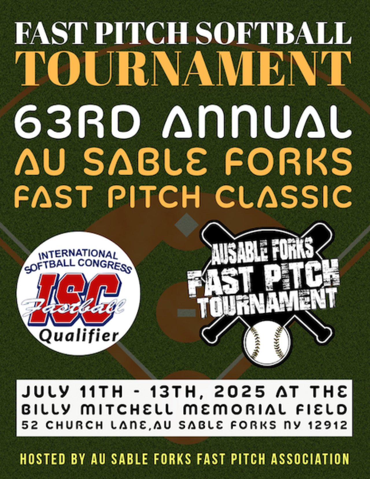 Poster for Au Sable Forks Fast Pitch Classic softball tournament
