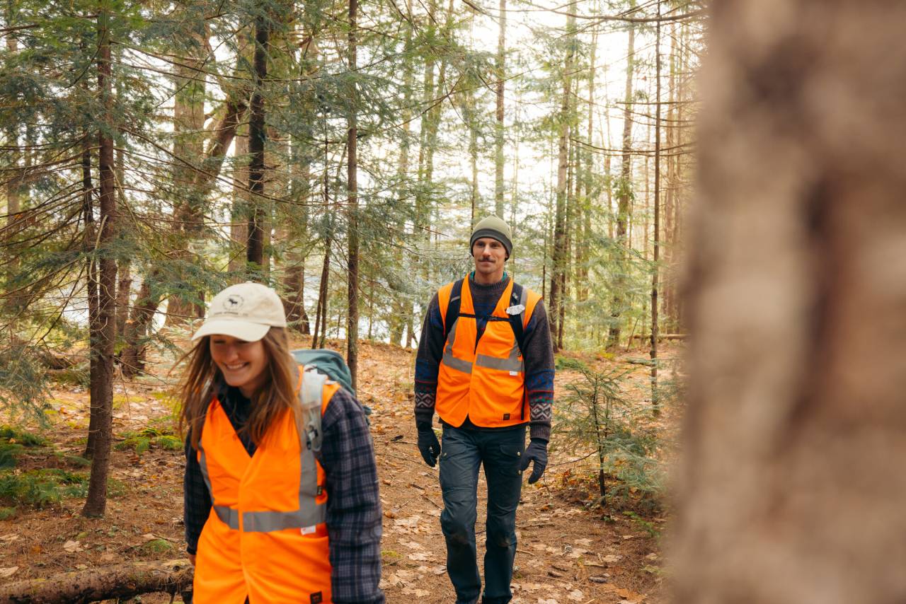 Hikers in blaze orange
