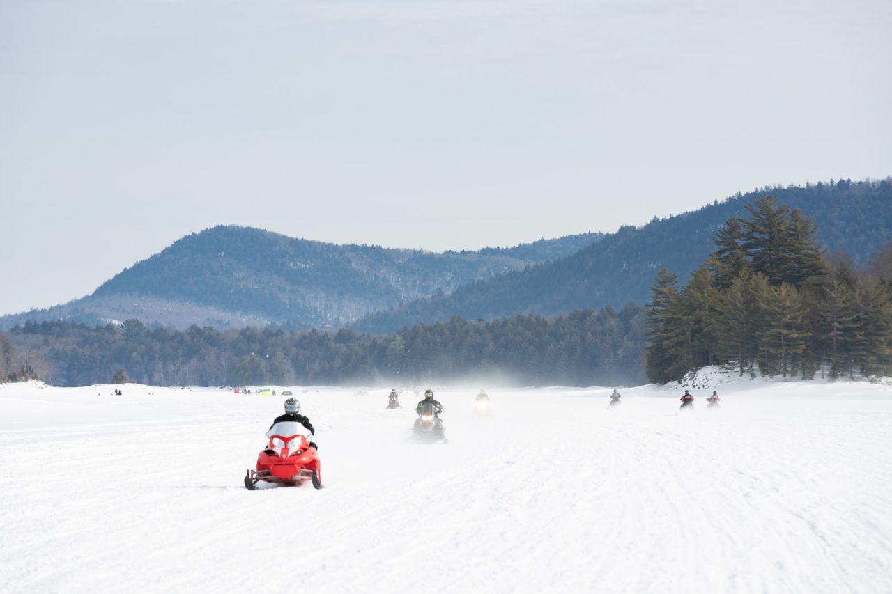 A group of snowmobilers.