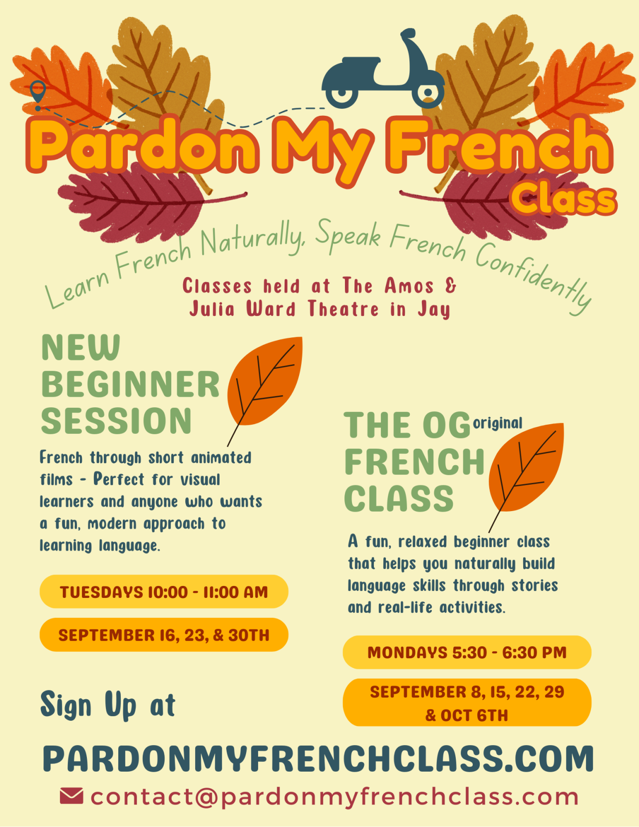 Pardon My French Class flyer