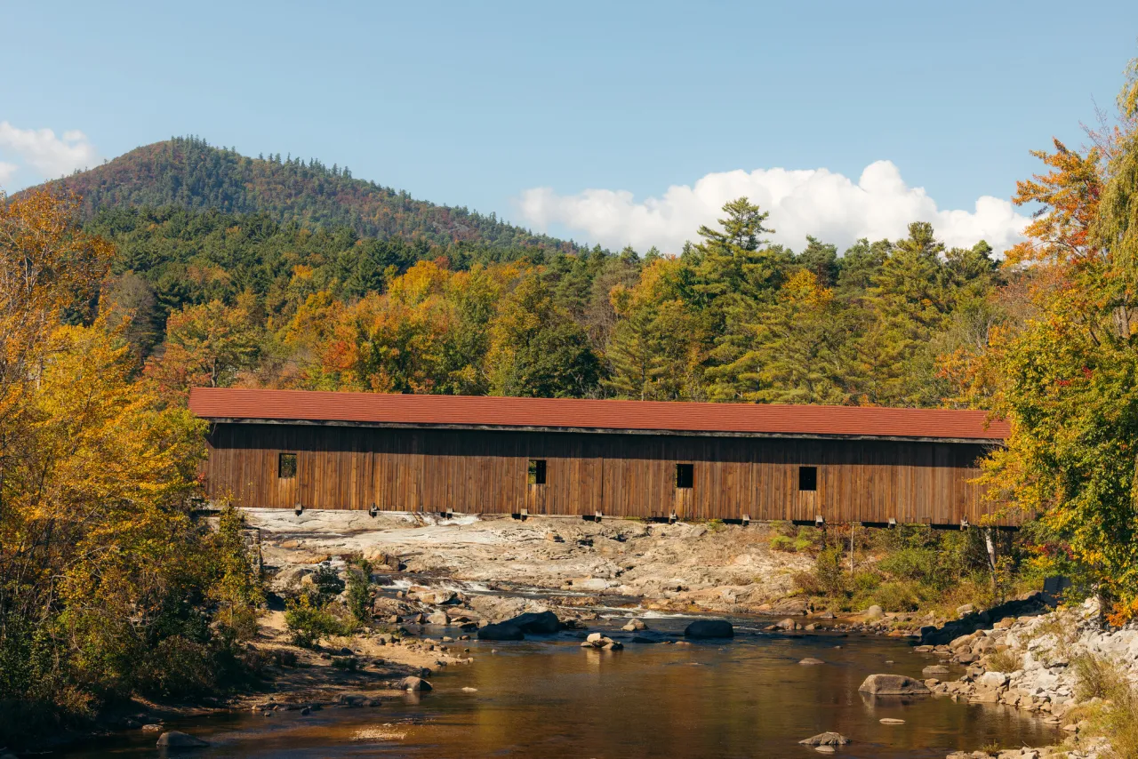 The Jay Covered Bridge in the fall.