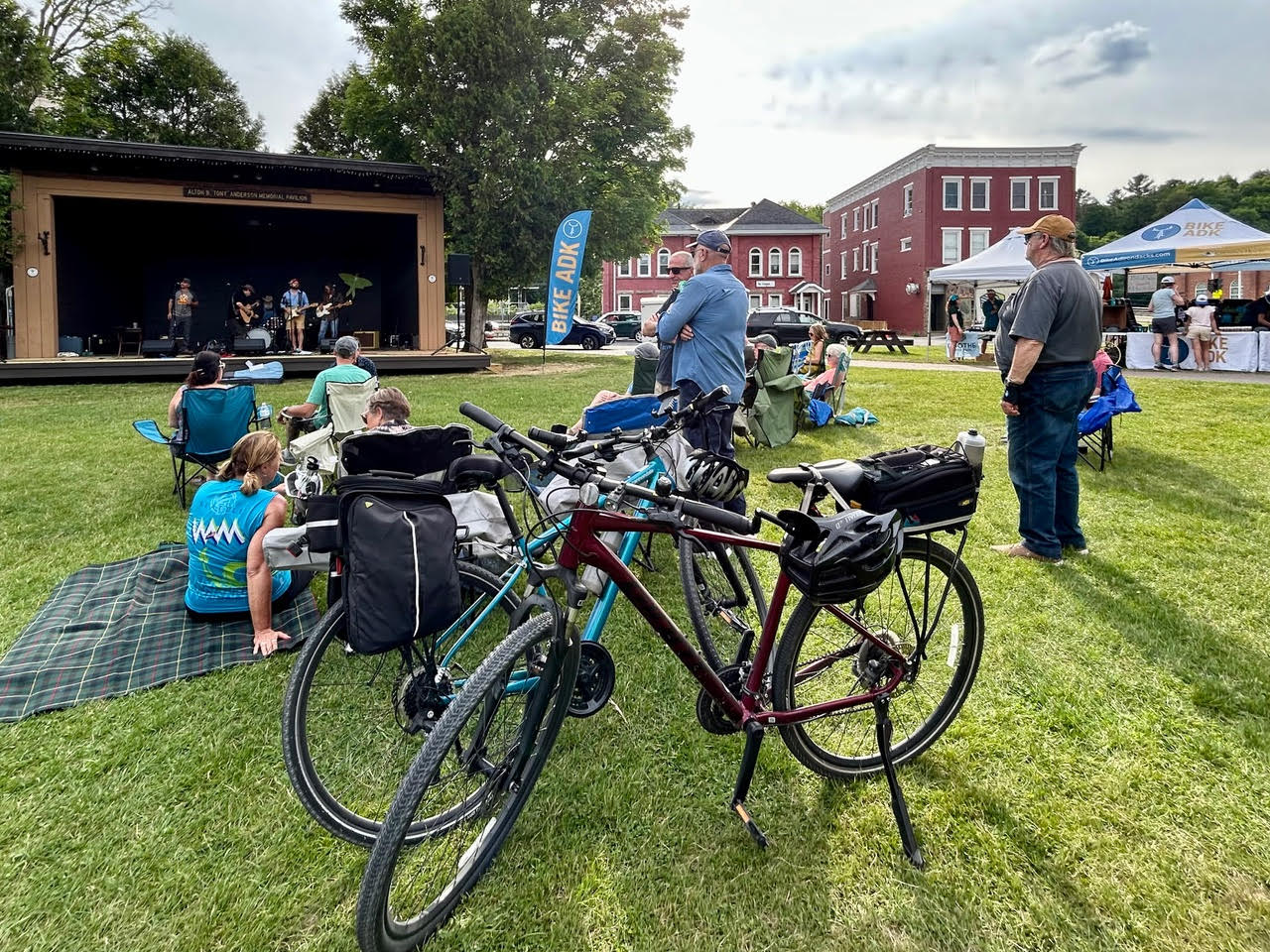 A group of bikers at the Music on the Green.