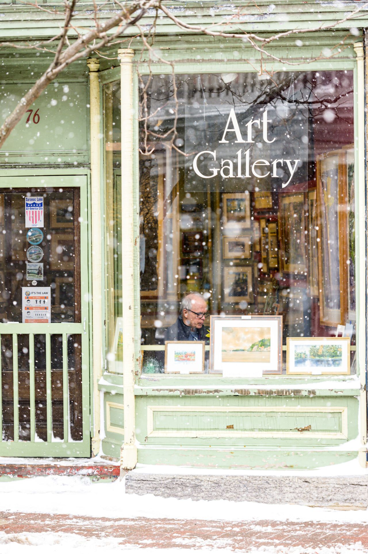 An art gallery in winter.