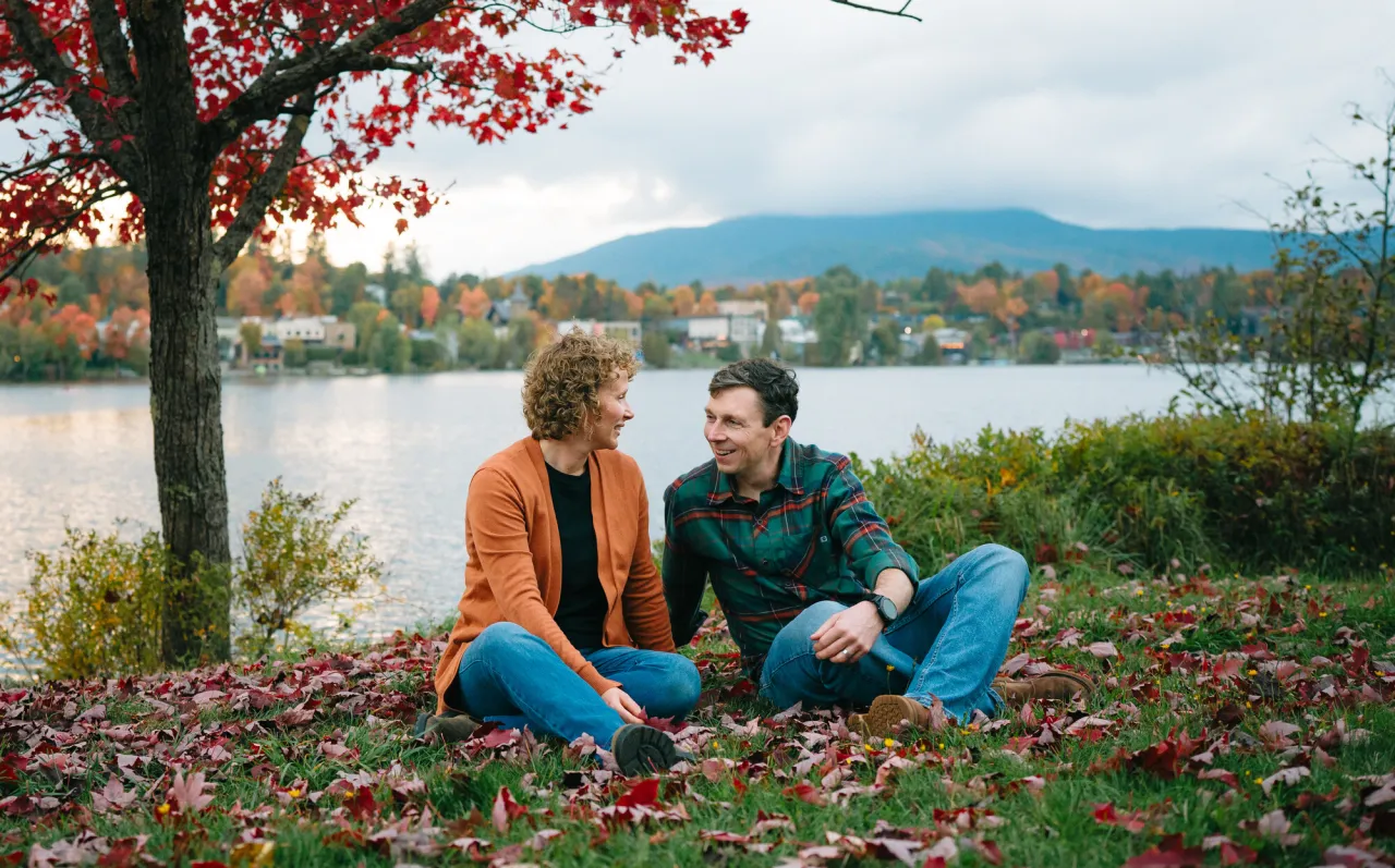 A couple in Lake Placid in the fall.
