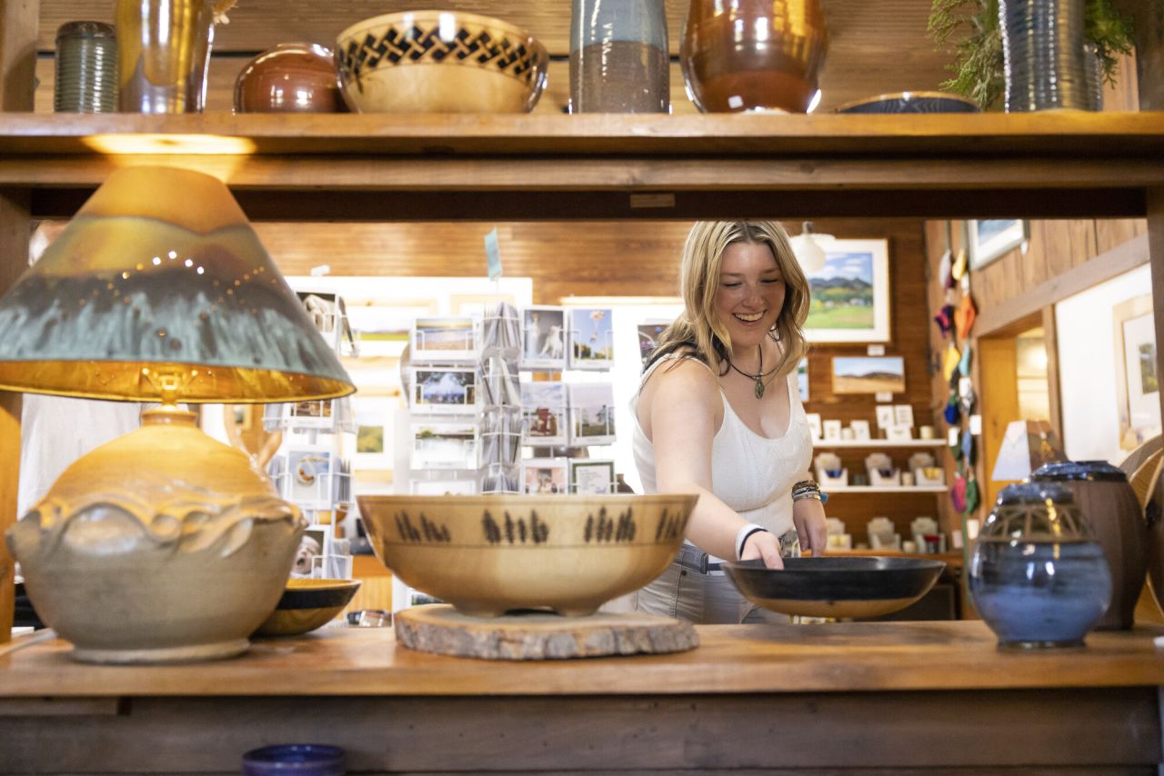 A woman shopping at Jay Craft Center.
