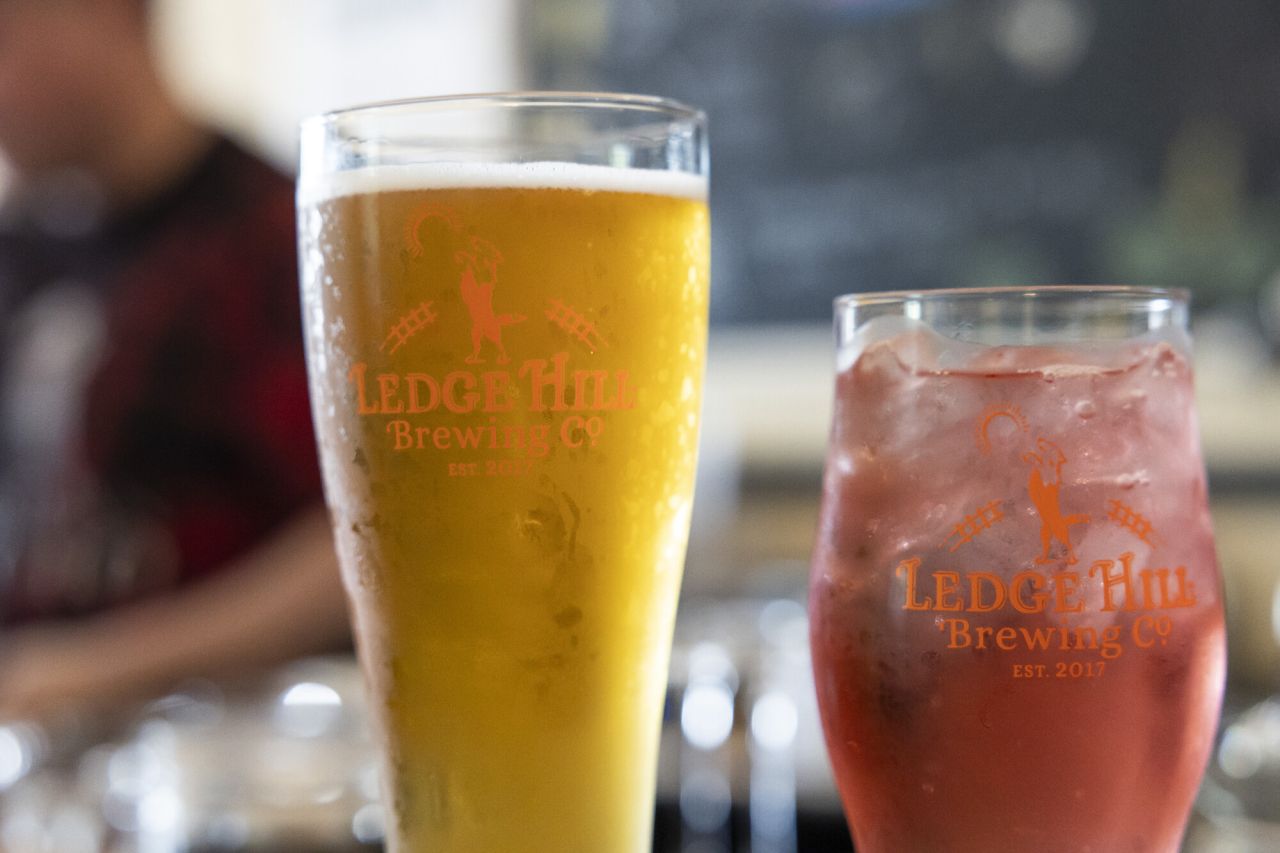 Drinks at Ledge Hill Brewery.
