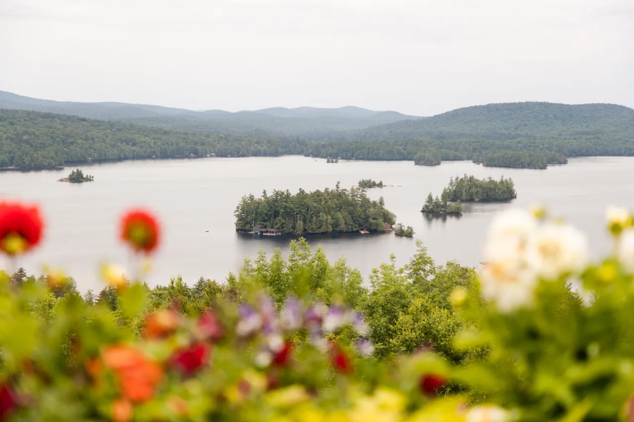 Summer views of Blue Mountain Lake.