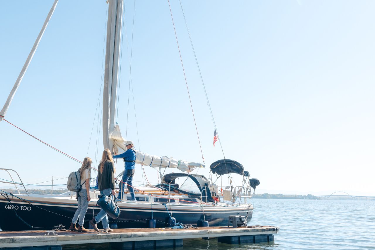 Taking a boat cruise with Sail Adirondacks.