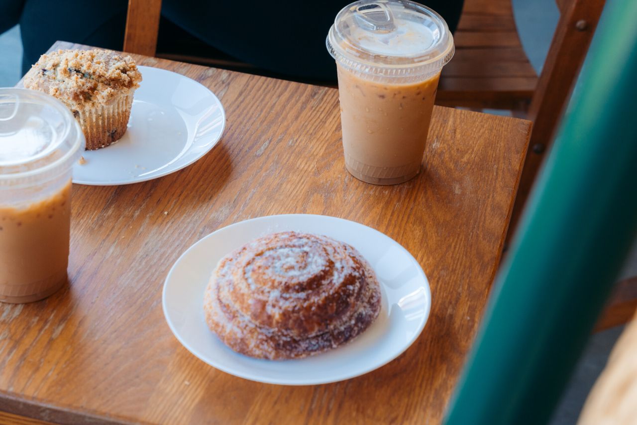 Coffee and pastries at Early Dawn Confections.