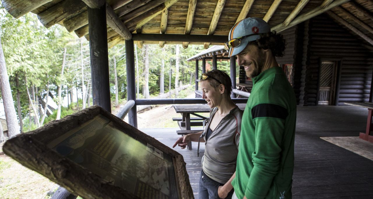 Two people at a museum.
