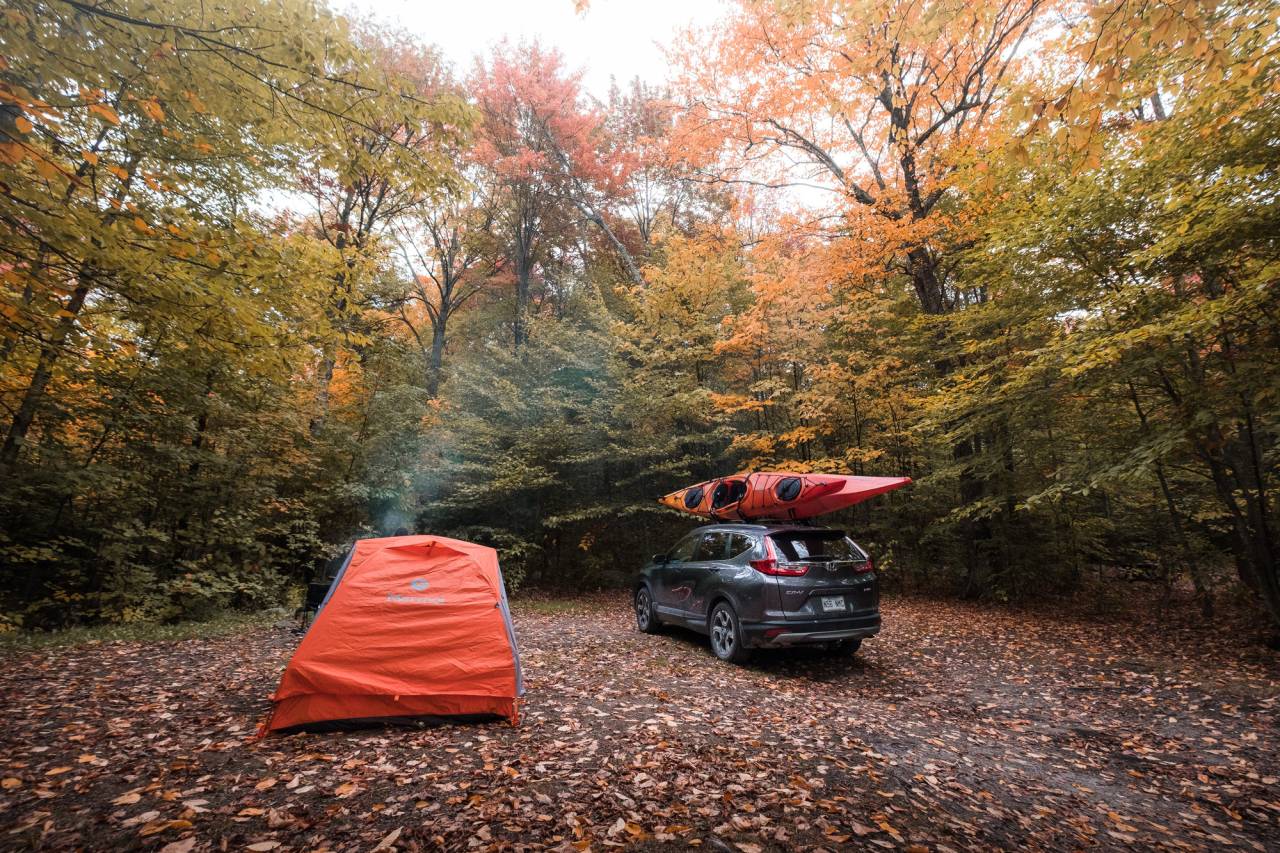 Car camping in the fall.