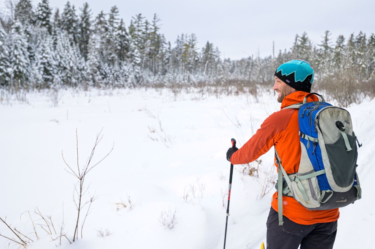 A cross-country skier in the snow.