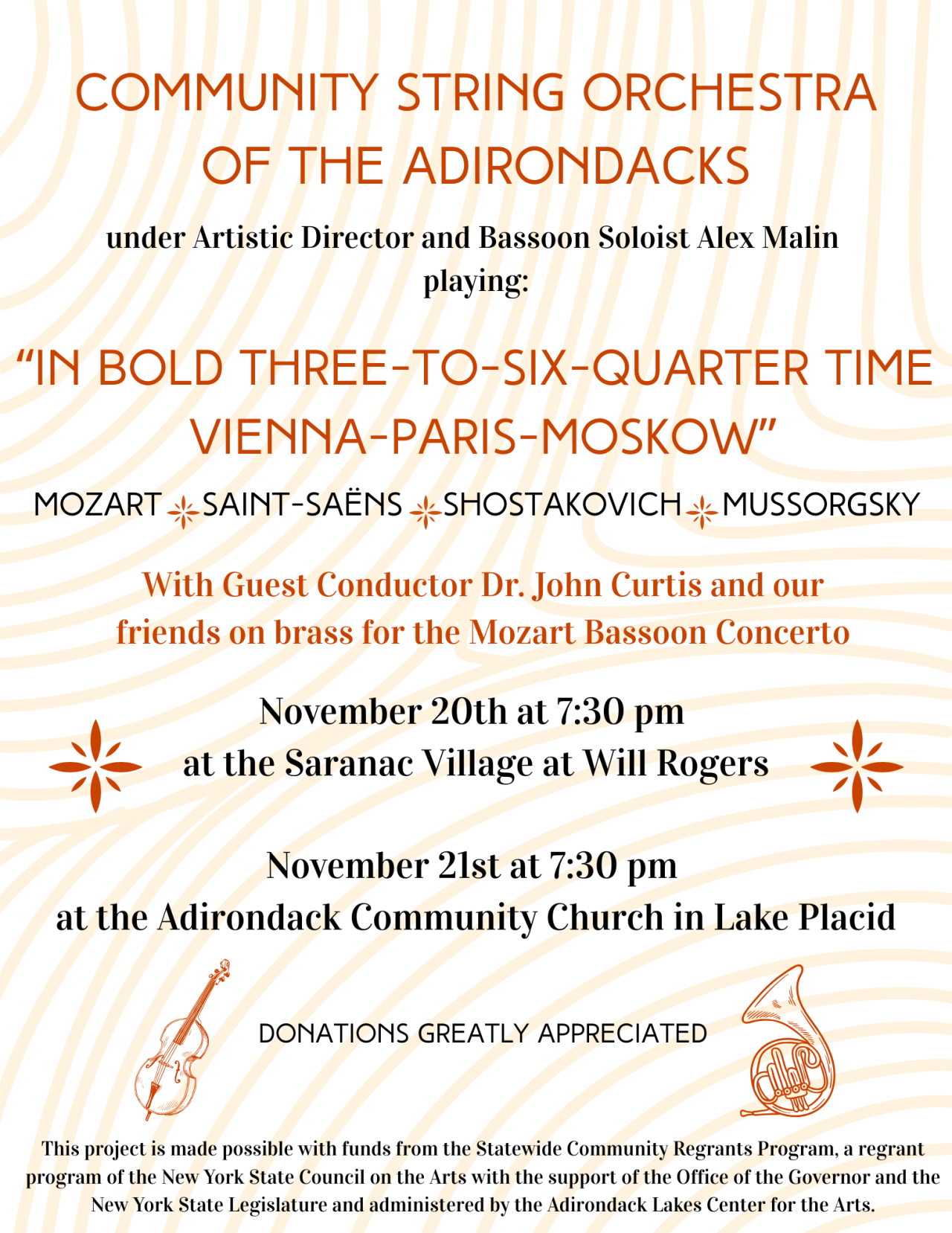 Community String Orchestra of the Adirondacks concert poster