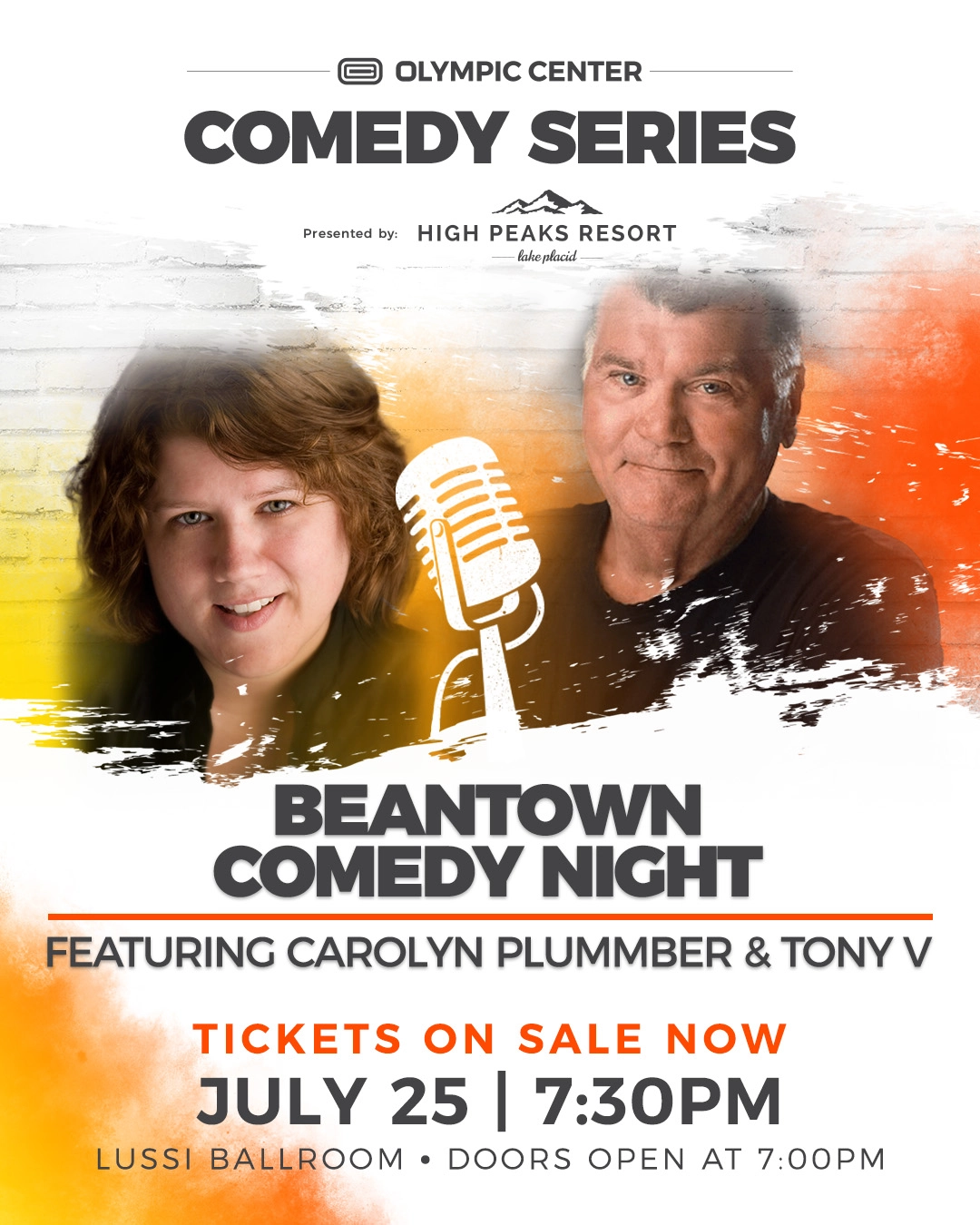 Promotional graphic for Beantown Comedy Night event at the Olympic Center