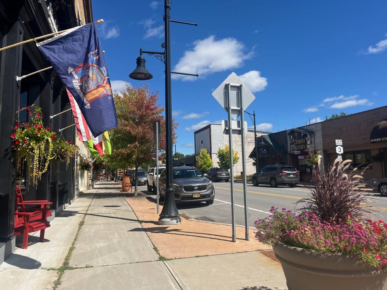 Fall foliage beginning in Tupper Lake's downtown.
