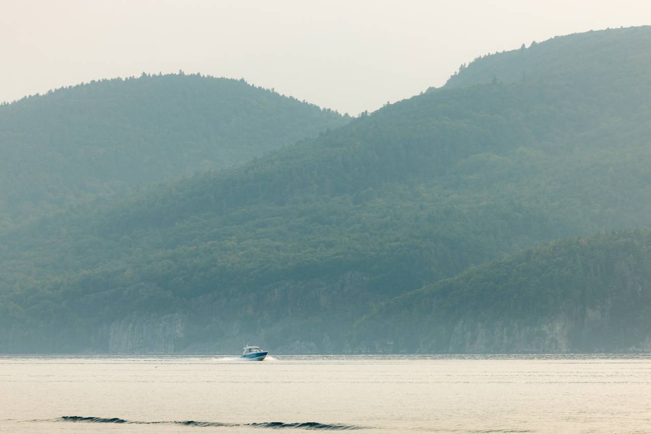 A boat out on Lake Champlain