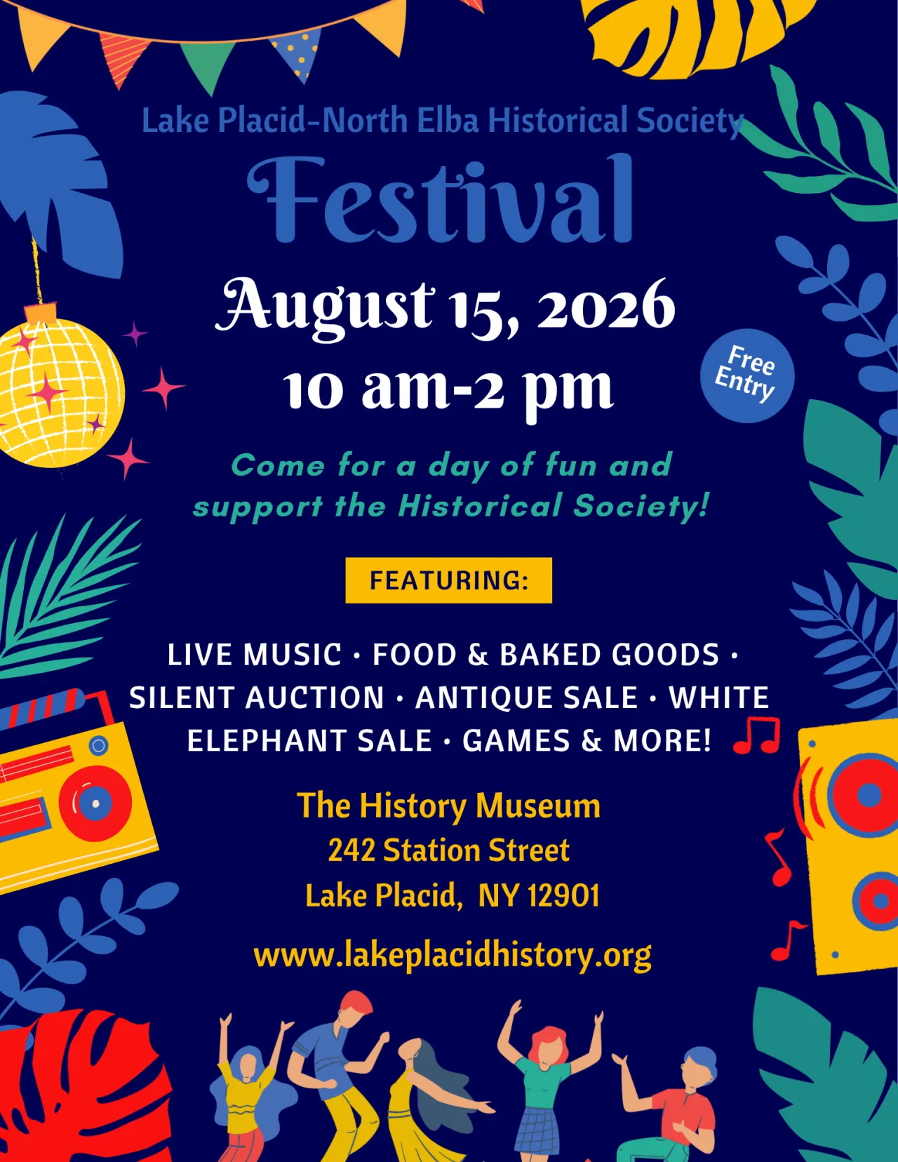 Poster for Lake Placid-North Elba Historical Society & Museum summer festival