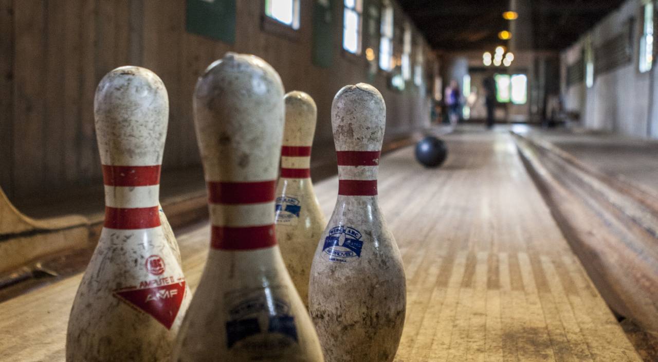 A private bowling alley at the White Pine Camp.