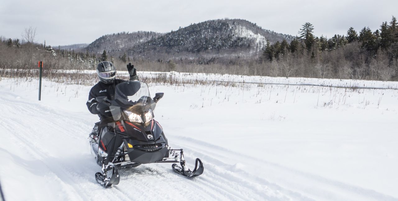 snowmobile on trail