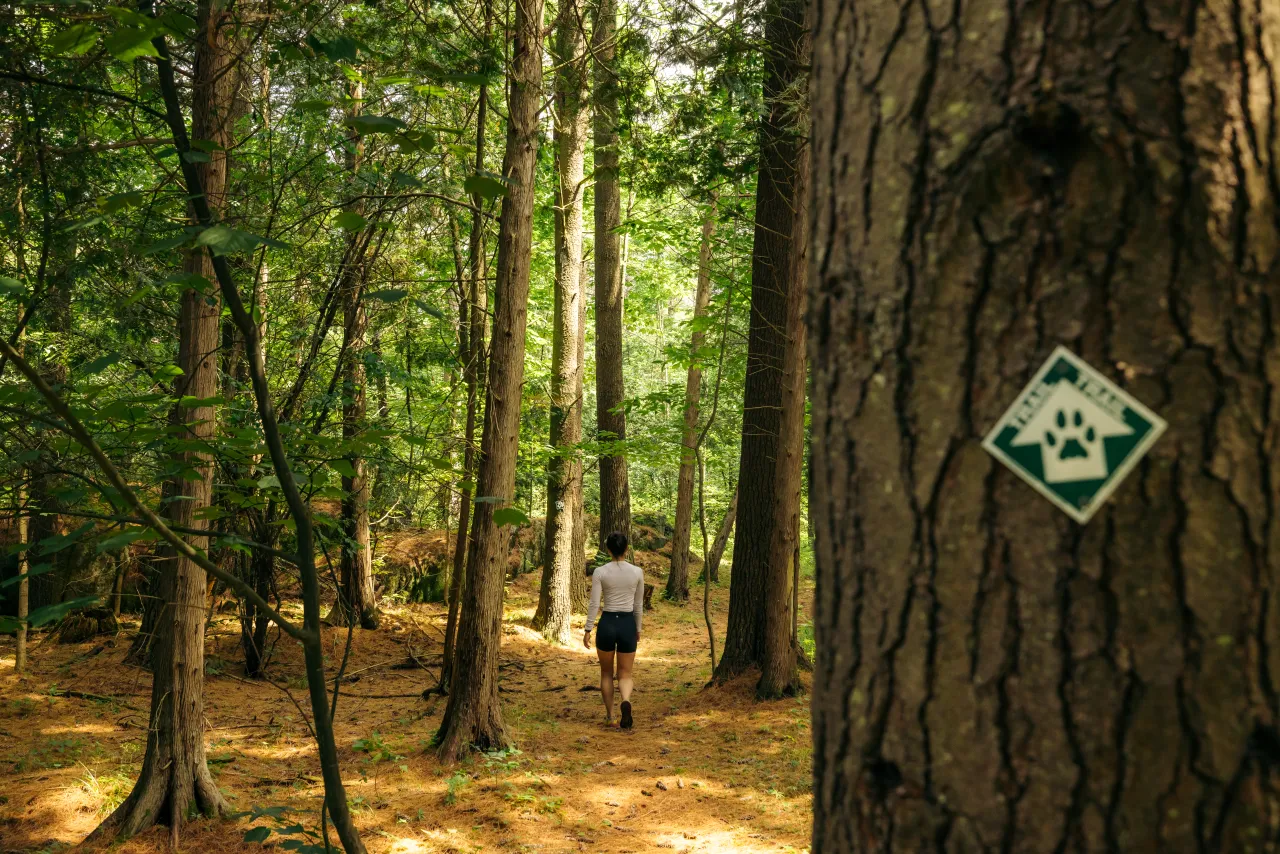 woman walking on trail