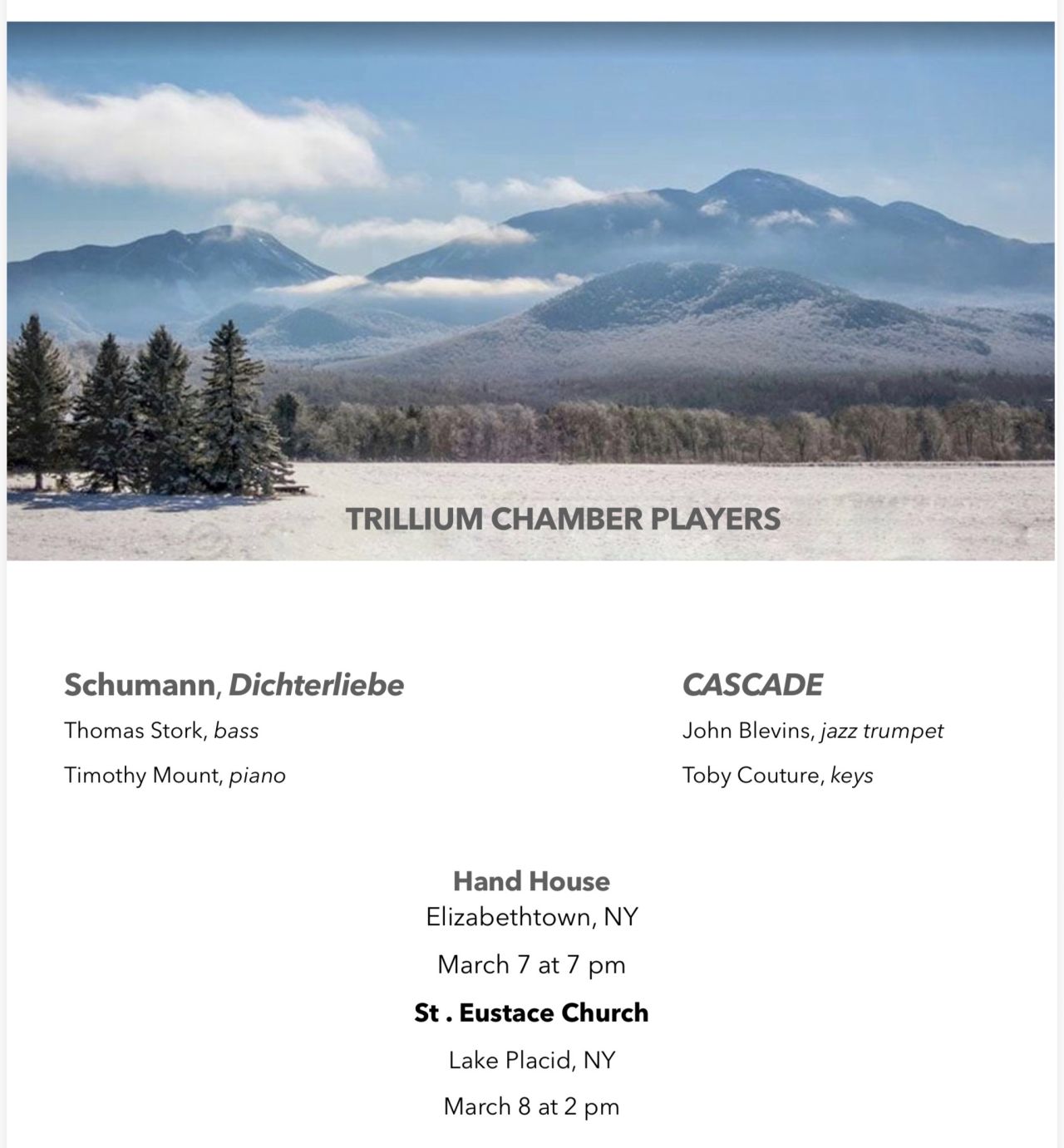 Event poster for Trillium Chamber Players March concert