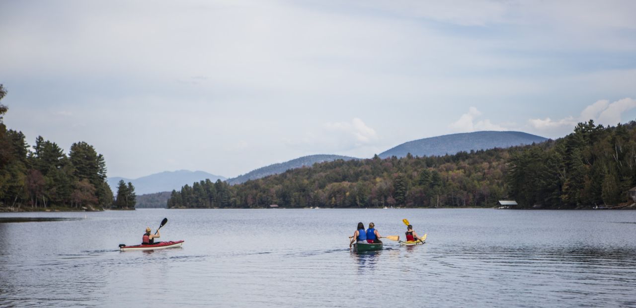 A group of paddlers on Long Lake.