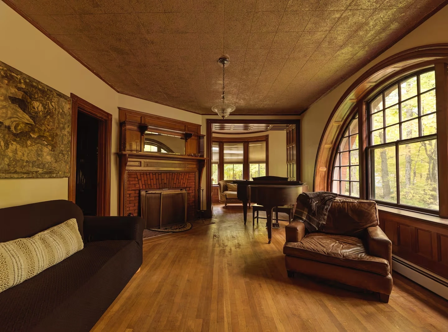 Family room with fireplace