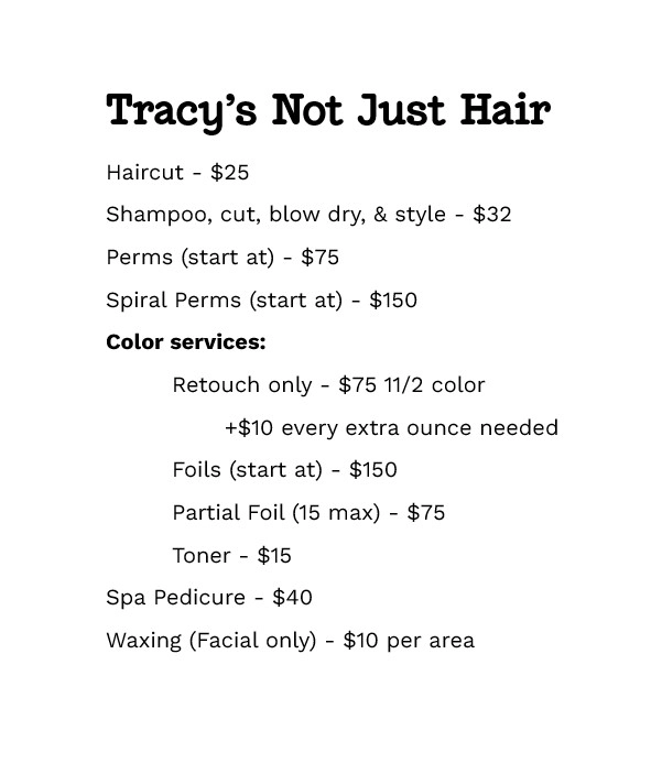 price list