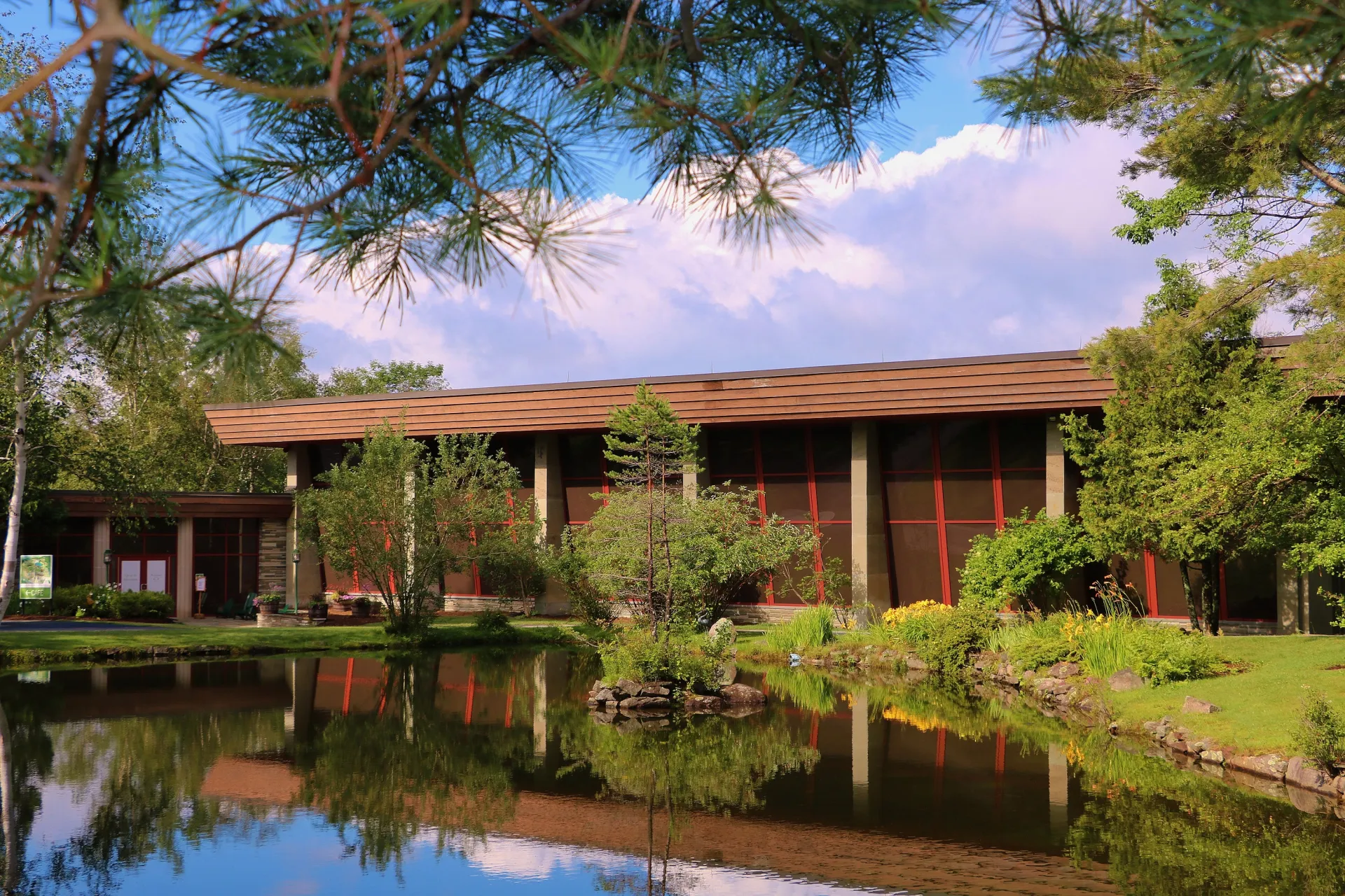 Pond and trees outside the museum