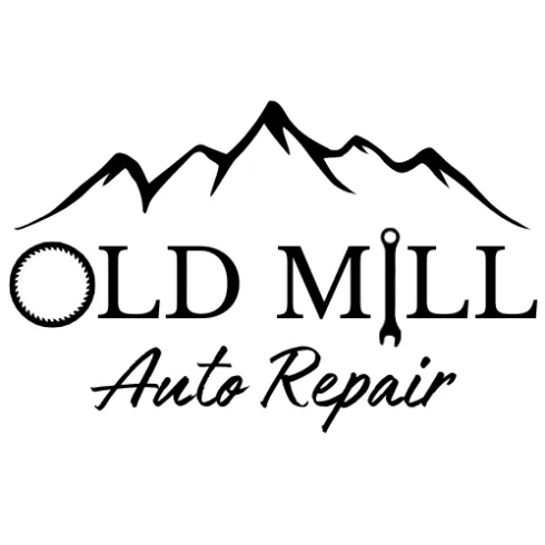 Mountains with Old Mill Auto Repair with a tool 