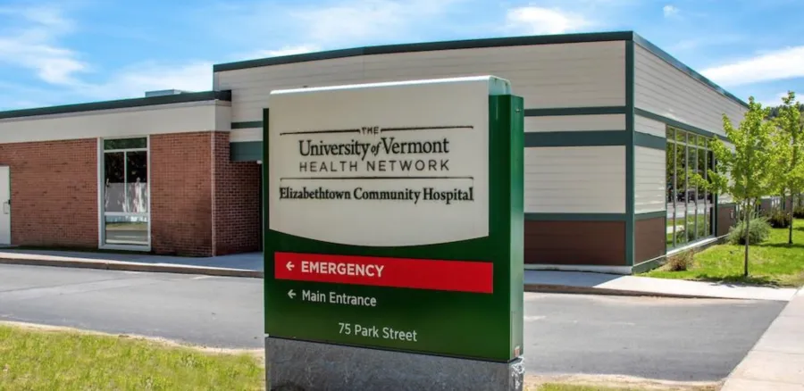 View of Elizabethtown Community Hospital sign with hospital in the background